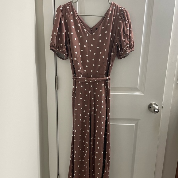 Ann Taylor Pants - Elegant Brown Polka Dot Jumpsuit